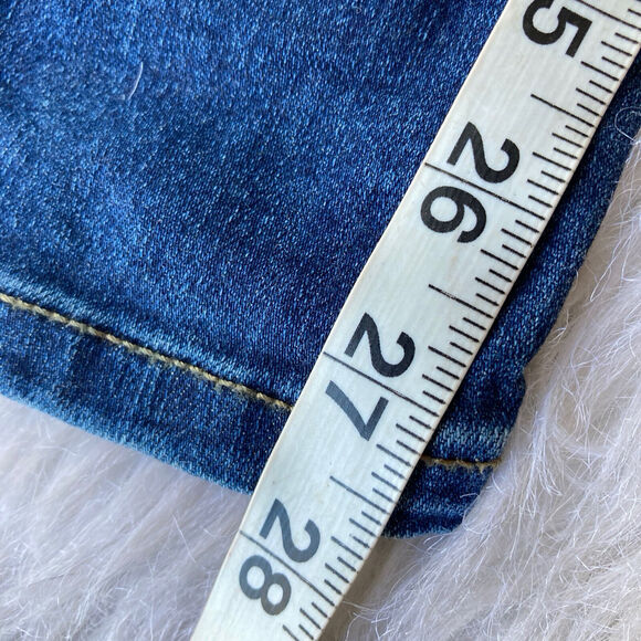 Mudd Jeans Sz 7 FLX Stretch Juniors High-Rise Legging Distressed Dark Wash Blue - Picture 9 of 11